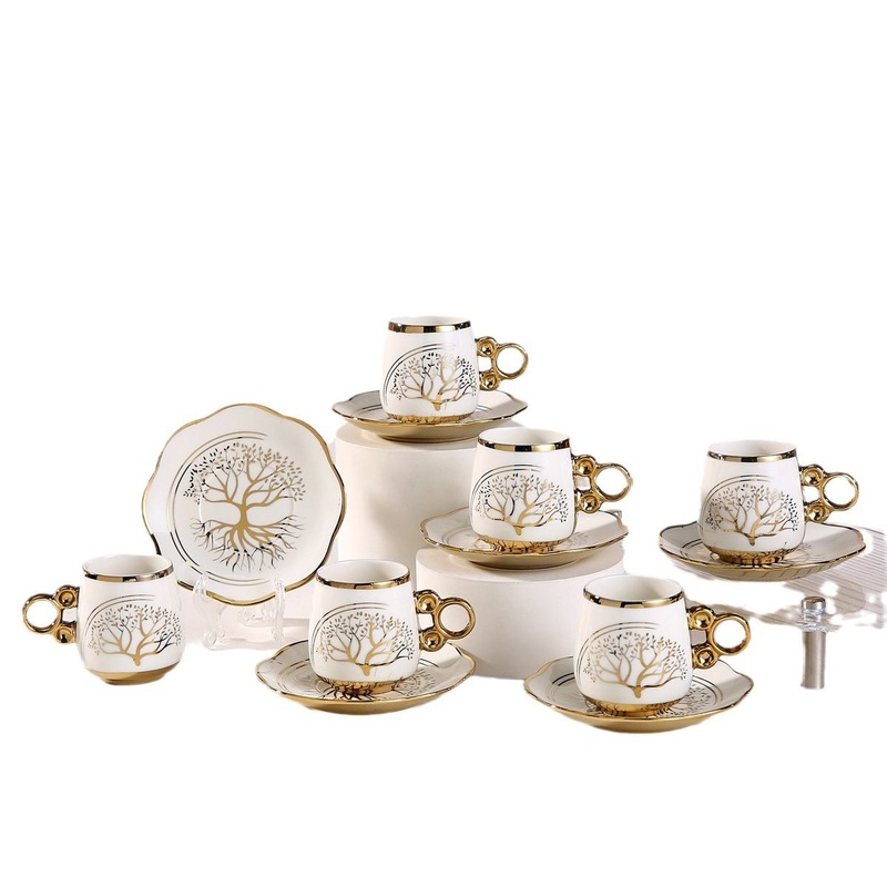 Hot Sale Arabic Ceramic Mugs European Style Coffee Table Set Luxury Modern Cup Promotional Gift Set of 6 Coffee Cup and Saucer – Coffee Cup and Coffee Gift price