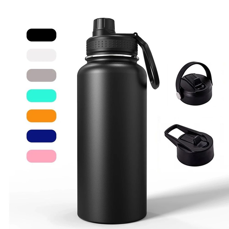 Manufacturer Wholesale Thermal Flask 32oz Double Wall Vacuum Insulated Stainless Steel Water Bottle with Spout and Straw Lids, Black – Sports Water Bottle and Wide Mouth Water Bottle price