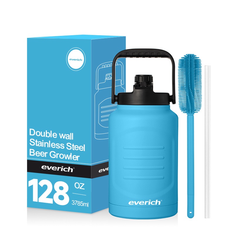 Everich Outdoor Leak Proof 128oz Easy Clean 304 Double Wall Stainless Steel BPA Free Beer Growler Water Bottle with Dual-Use Cap – Water Growler and Stainless Steel Growler price
