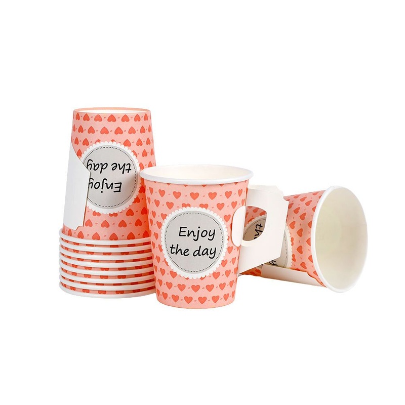 Personalized Hot Coffee Paper Cup to Prevent Hot Hands 9oz Custom Logo Color Size Paper Cup with Handle – 9oz Paper Cup with Handle and with Handle price