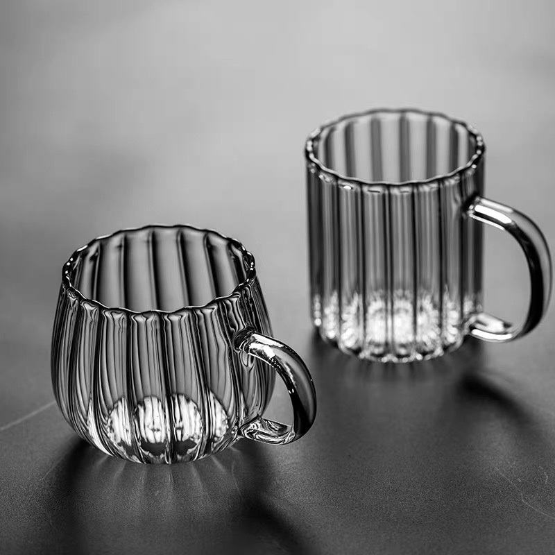 Ribbed Borosilicate Glass Coffee Tea Juice Drinking Cup with Handle – Glass Cup and Juice Cup price