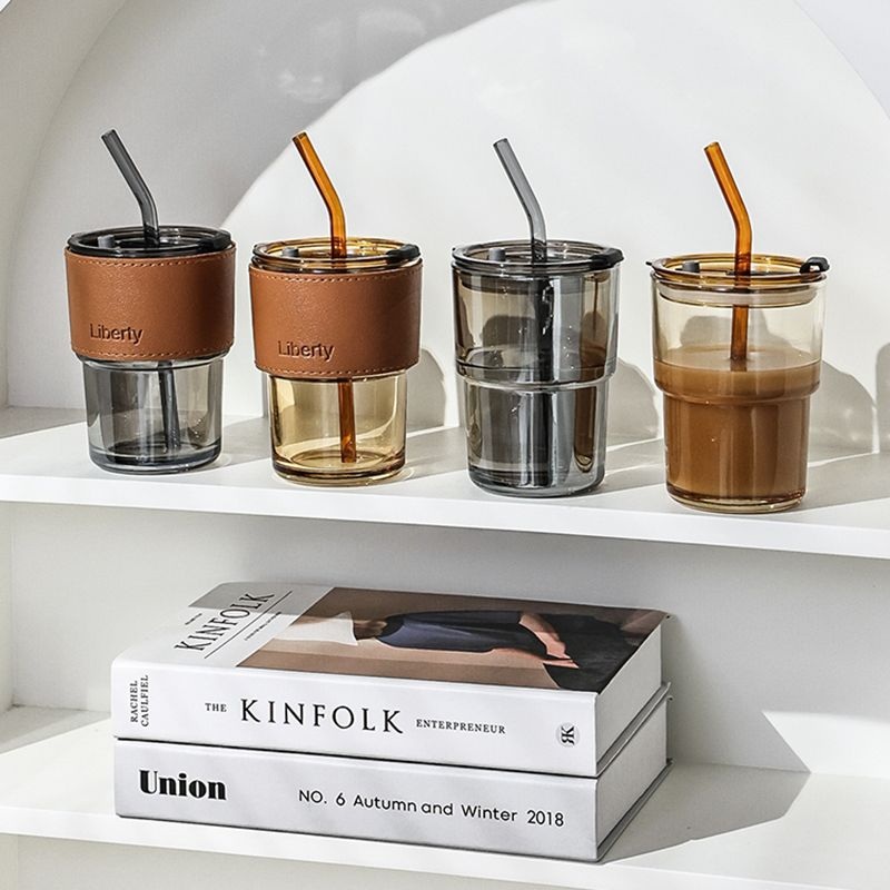 Wholesale Custom Logo Coffee Cup Hot Sale Portable Glass Coffee Cup Reusable Large Capacity Juice Milk Mug with Straws Lids – Glass Coffee Cups and Clear Tumbler price