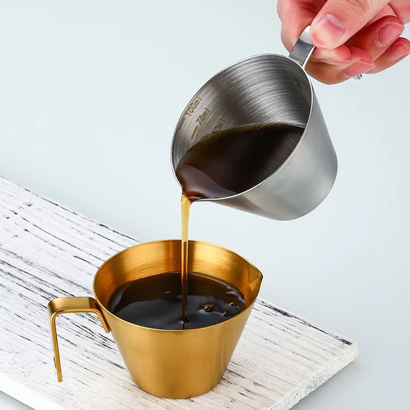 100ml Espresso Measuring Cup Purpleseven Stainless Steel Espresso Shot Cups and Spout Coffee Milk Frothing Pitcher with Handle – Coffee Mug and Measuring Cup price