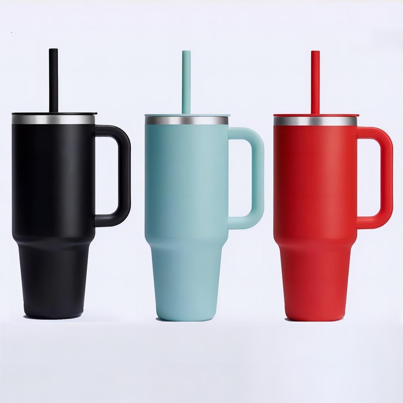 30oz 40oz Reusable Double Wall Vacuum Insulated Stainless Steel Travel Coffee Drinking Mug with Handle and Straw Lid – Water Bottle and Thermos price