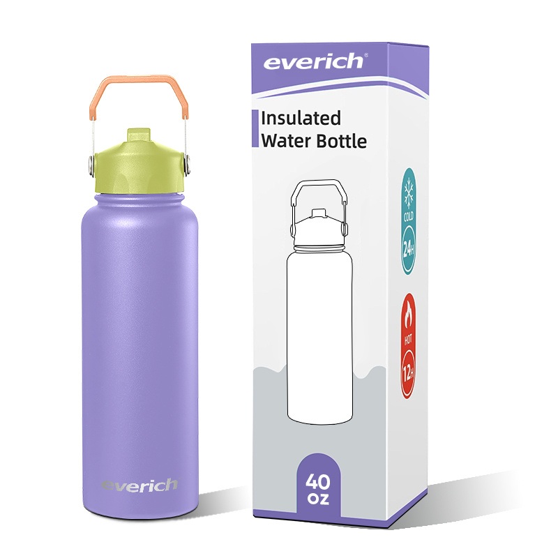 Everich 40 Oz Insulated Water Bottle Stainless Steel Metal Water Bottles with Leak Proof Straw Lid – Vacuum Flask and Stainless Steel Bottle price