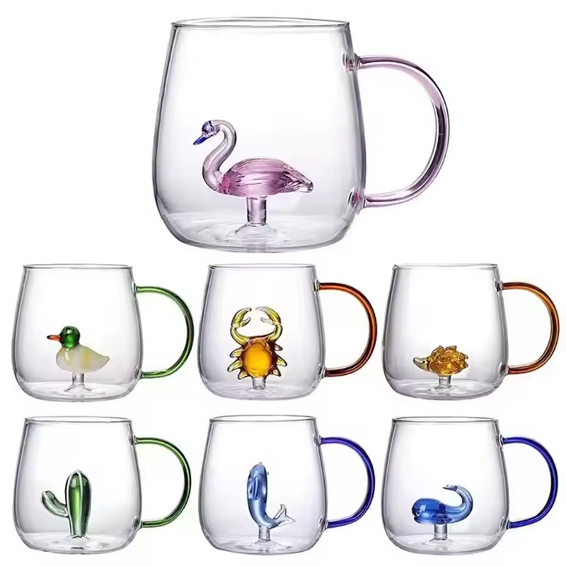 Handmade 3D Animal Figurine Inside Mug Coffee Tea Water Milk Beverage Cup for Party Birthday Wedding – Glass Cup and Animal Figurine Inside Mug Coffee Cup price