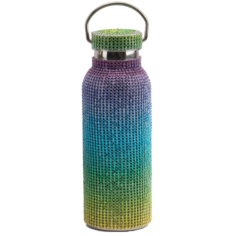 Luxury Rainbow Sparkling Bling Diamond Color Stainless Steel Water Bottles with Chain – Vacuum Flasks and Stainless Steel Bottle price