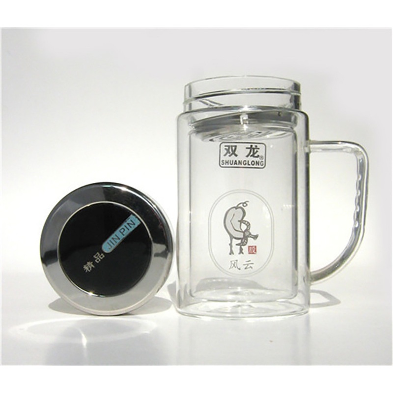 Wholesale Double Wall Borosilicate Glass Water Bottle with Tea Infuser and Handle – Glass Bottle and Tea Bottle price
