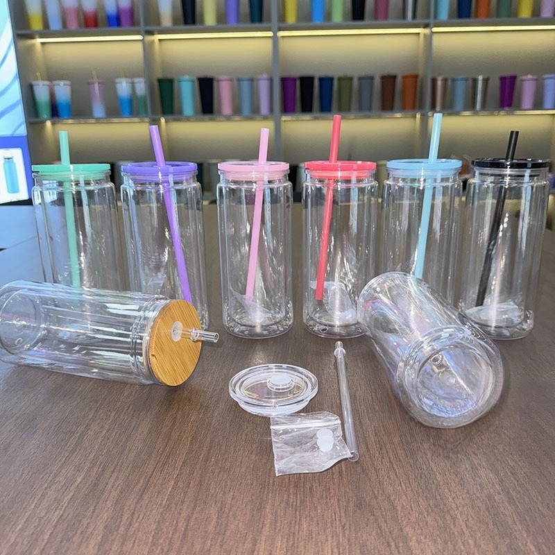20 Oz 16 Oz Double Wall Sublimation Snow Globe Plastic Clear Soda Beer Can Cup Jar with Bamboo Lid and Straw – Sublimation Snow Globe Plastic Cup and Double Wall Sublimation Cup price
