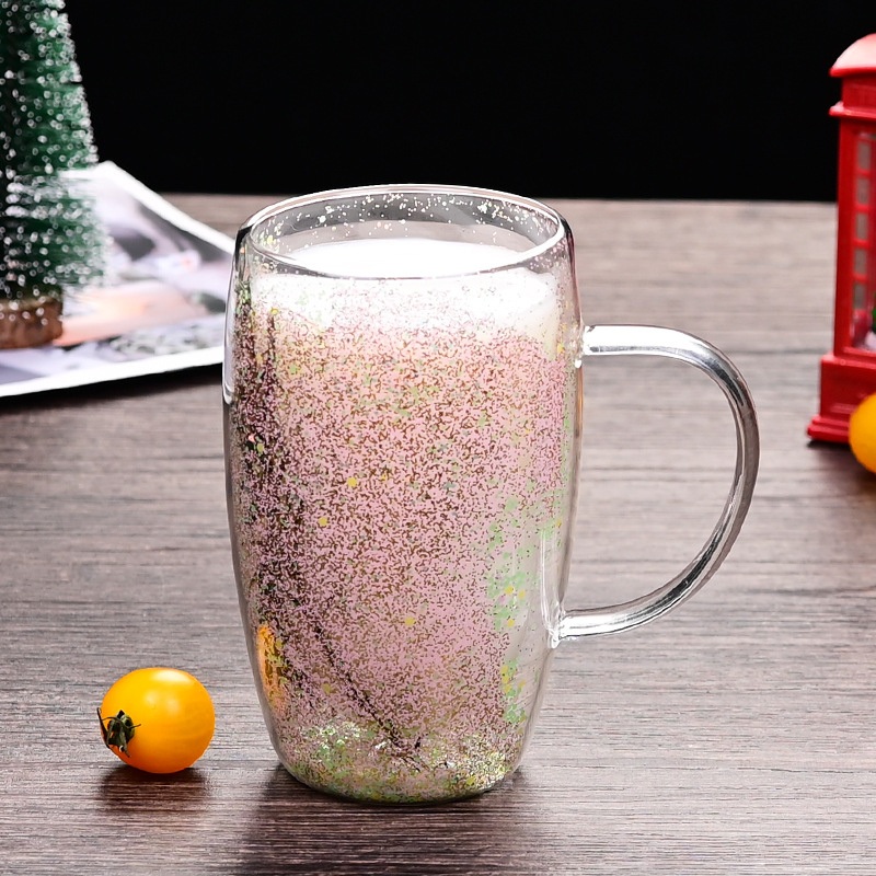 450ml High Borosilicate Creative Dry Flower Double Wall Glass Mug Cup – Double Wall Glass Cup and Glass Espresso Coffee Cup price