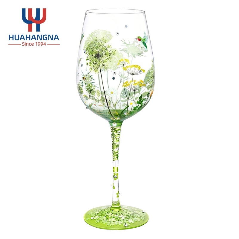 Colorful Wine Glass Flower Bird Dragonfly Artisan Painted 15oz Personalised Gift – Wine Glass and Colorful Wine Glass price