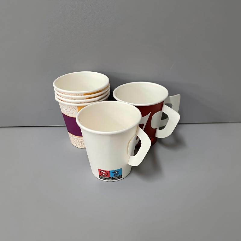Disposable Coffee Paper Cups Manufacturer Food Grade Single Wall Paper Cup with Handle 8oz for Taking Away – Paper Cup with Handle and Takeaway Paper Cup Packaging price