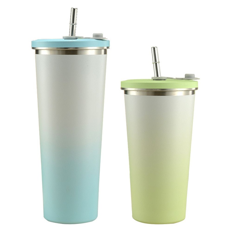 New Design 500ml Double Wall Stainless Steel Tea Coffee Mug with Straw on Stock – Stainless Steel Travel Mug and Stainless Steel Cup price