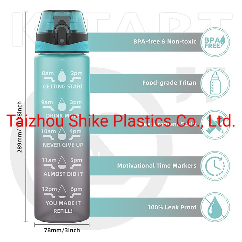 Wholesale 1L Sport Plastic Gradient Water Bottle Motivational Water Bottle with Time Marker with Straw – Water Bottle and Plastic Water Bottle price