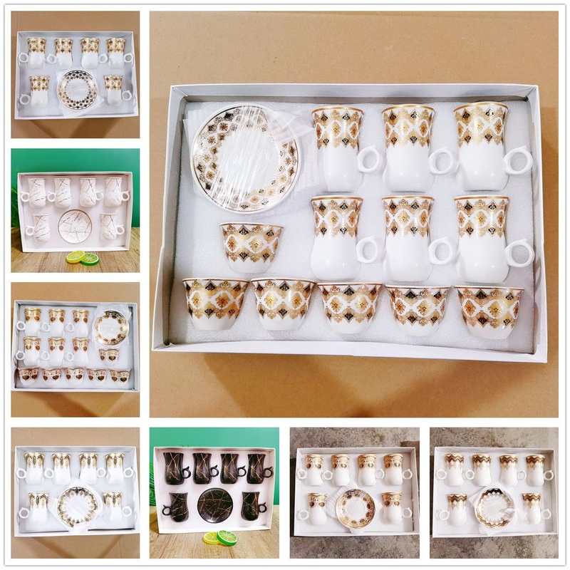 Wholesale Price High Quality Ceramic Turkish Tea Set Slim Waist Design Porcelain Coffee Cups and Saucers 18PCS Set with Giftbox – Coffee Cup and Gift price