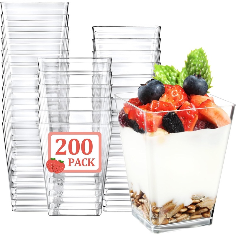 Eupako 200 Pack 5 Oz Clear Plastic Mini Dessert Cups Disposable Square Appetizer Cups Fruit Pudding Ice Cream Valentines Day – Disposable Square Appetizer Cups and Fruit Pudding Ice Cream Valentines Day price