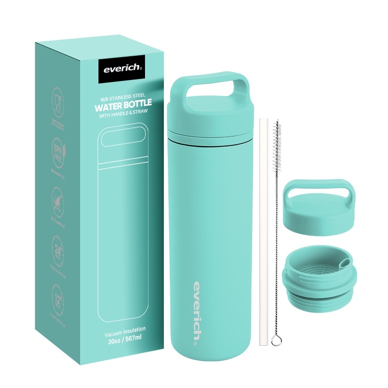 Everich 20oz Stainless Steel Water Bottle with Straw and Carry Handle Double Walled and Vacuum Insulated Metal – Insulated Tumbler and Stainless Steel Bottle price