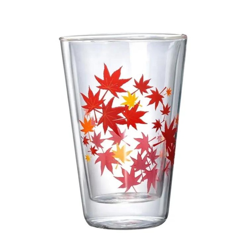 High Borosilicate Glass Transparent Print Maple Leaf Coffee Milk Mug Glass Cup – Coffee Glass Cup and Milk Glass Cup price
