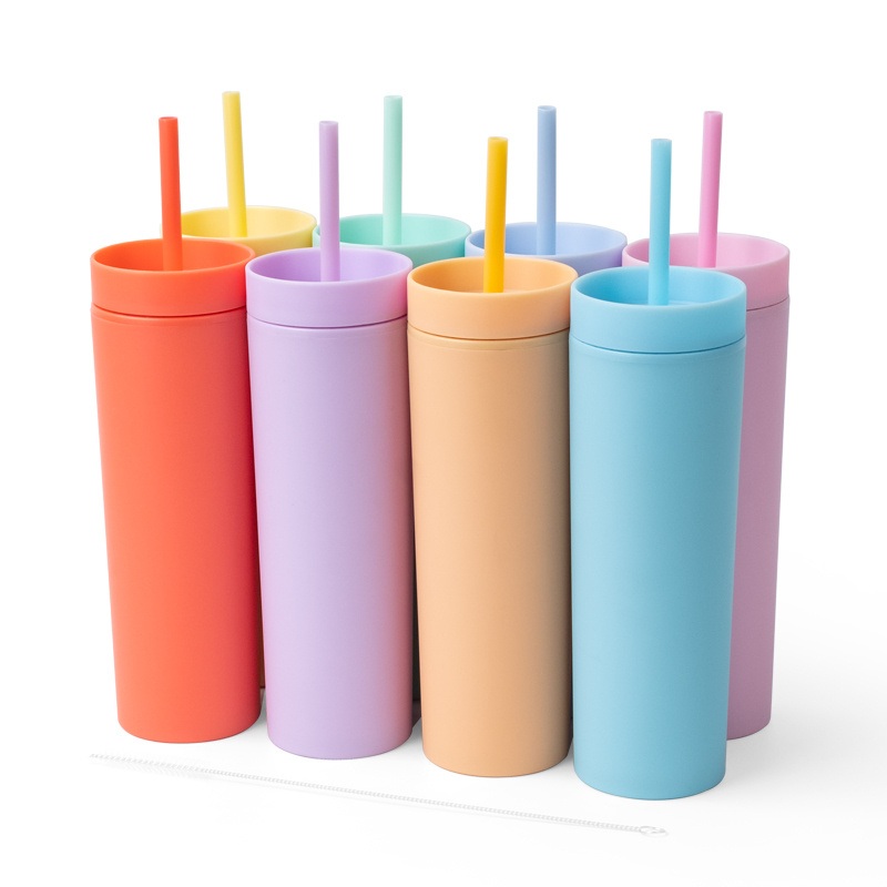 Hot Available 16oz Double Wall Coffee Matte Plastic Bulk Studded Tumbler Straw Cup – Plastic Tumbler and Plastic Cup price