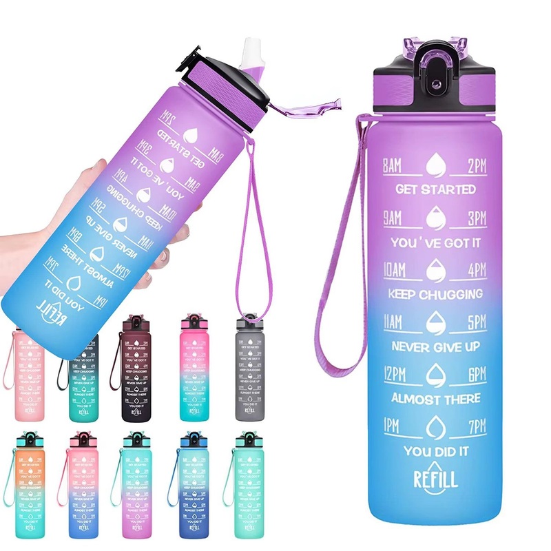 New Trend 32oz/1000ml BPA Free Plastic Bottle with Custom Logo Motivational Tritan 1L Sports Water Bottle with Time Marker – Water Bottle and Drink Bottles price