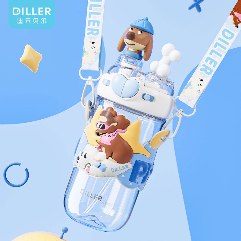Wholesale Diller Original Dachshund Cartoon Portable Plastic Water Bottle – Water Bottle with Handle and Tritan BPA Free Water Bottle price