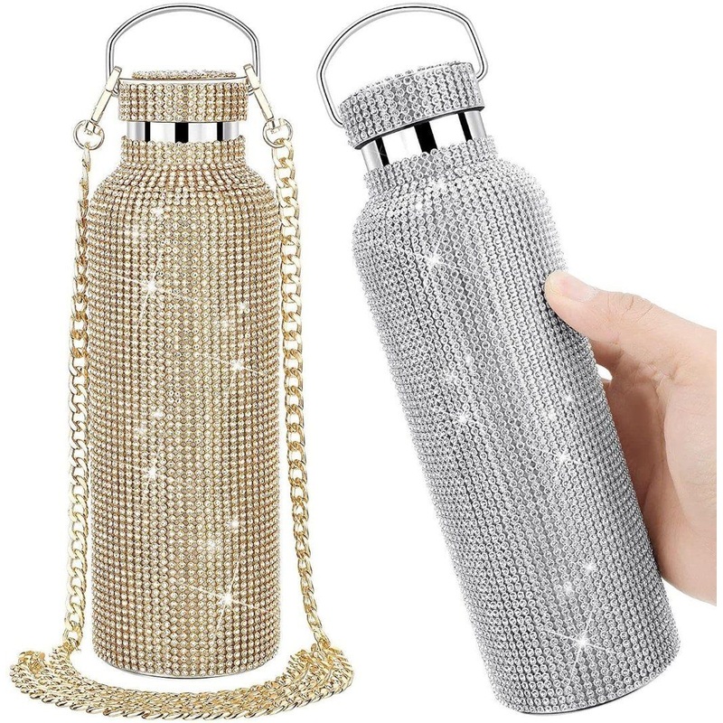Womens Luxury Stainless Steel Cup Diamond-Encrusted Rhinestone Encrusted Flash Drill Insulated Vacuum Water Bottle 350ml 500ml 600ml 750ml 1000ml – Water Bottle and Sports Bottle price