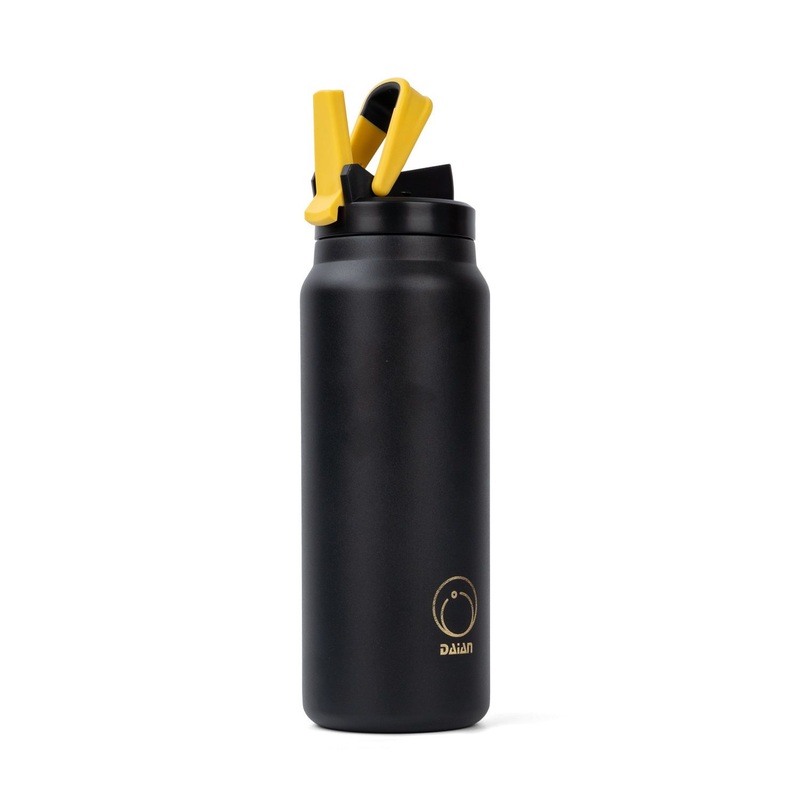 Black Sports Water Bottle 32 Oz Double Wall Stainless Steel Vacuum Insulated Water Bottle with Straw Lid – Water Bottle and Stainless Steel Water Bottle price