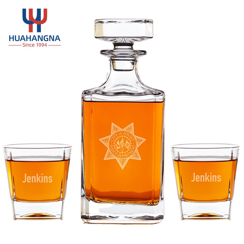 Custom Logo Engraved 750ml Wine Liquor Whiskey Glass Bottle Decanter Manufacturer – Whiskey Decanter and Bar Glasses price
