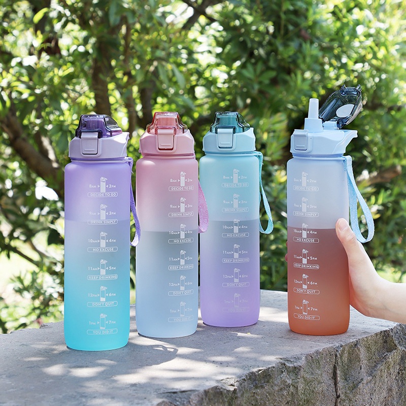 Customized Wholeseller Gift Cup Promotion Advertising Large Capacity Sports Outdoor Ombre Frosted Colour Plastic Water Bottle 1000ml – Frosted Bottle and Ombre Colour Bottle price