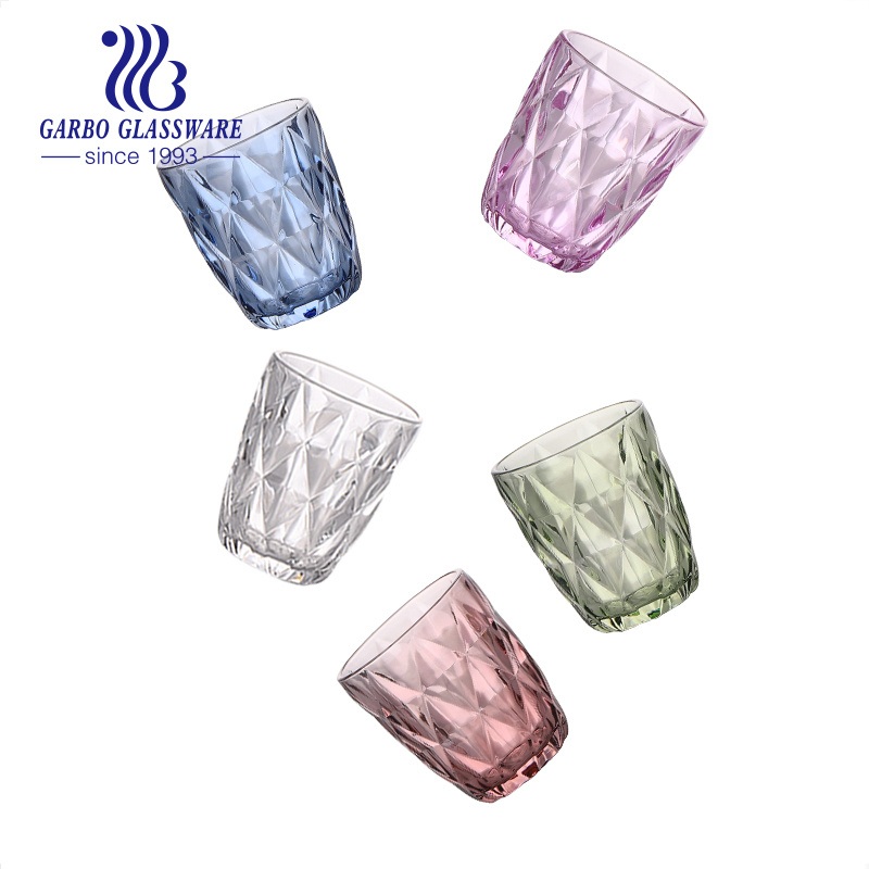 Fancy Spray Color Engraved Glass Cup Water Cups Set Juice Drinking Tumbler for Wedding Party – Glass Cup and Water Drinking Cup price