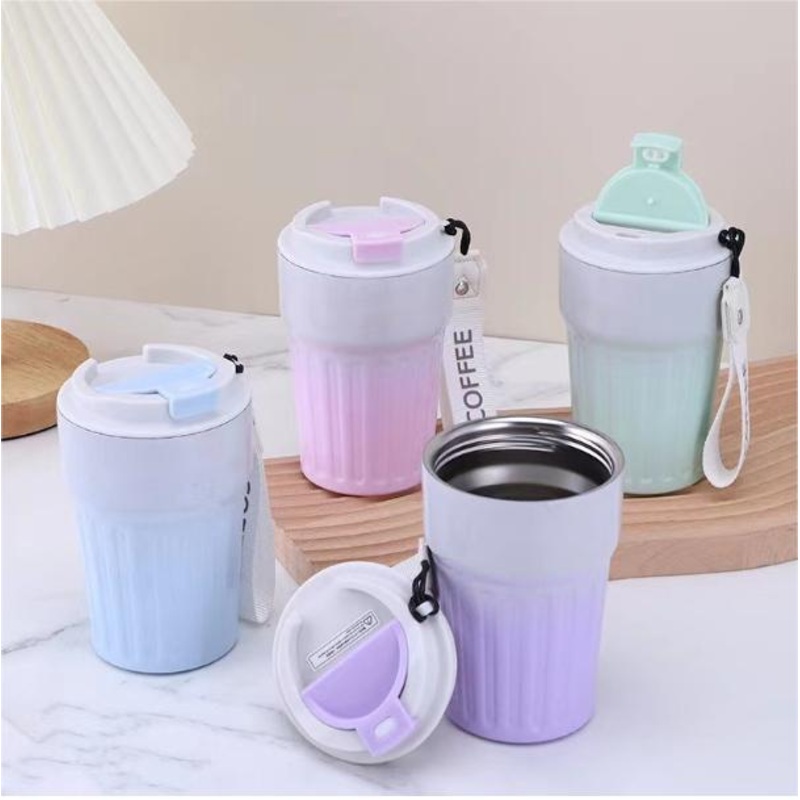 Hot Sell Gradient Color 400ml Double Wall Vacuum Thermoses Cup Free Reusable Stainless Steel Insulated Travel Coffee Mug – Mug Cup and Coffee Tumbler price