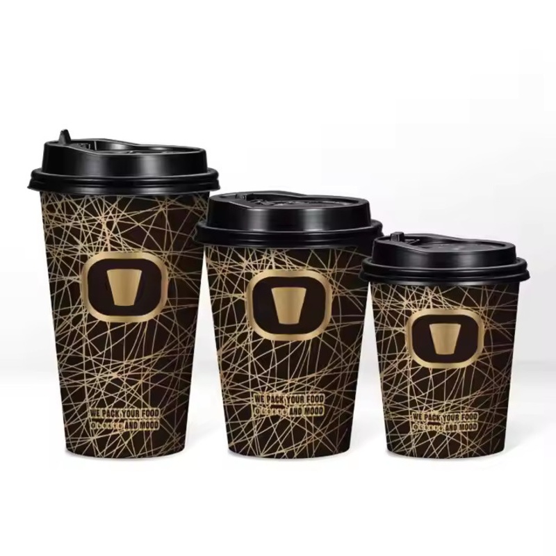 Stylish Custom Black Disposable Paper Coffee Cups for Events – Single Wall Coffee Cup and Biodegradable Cups price