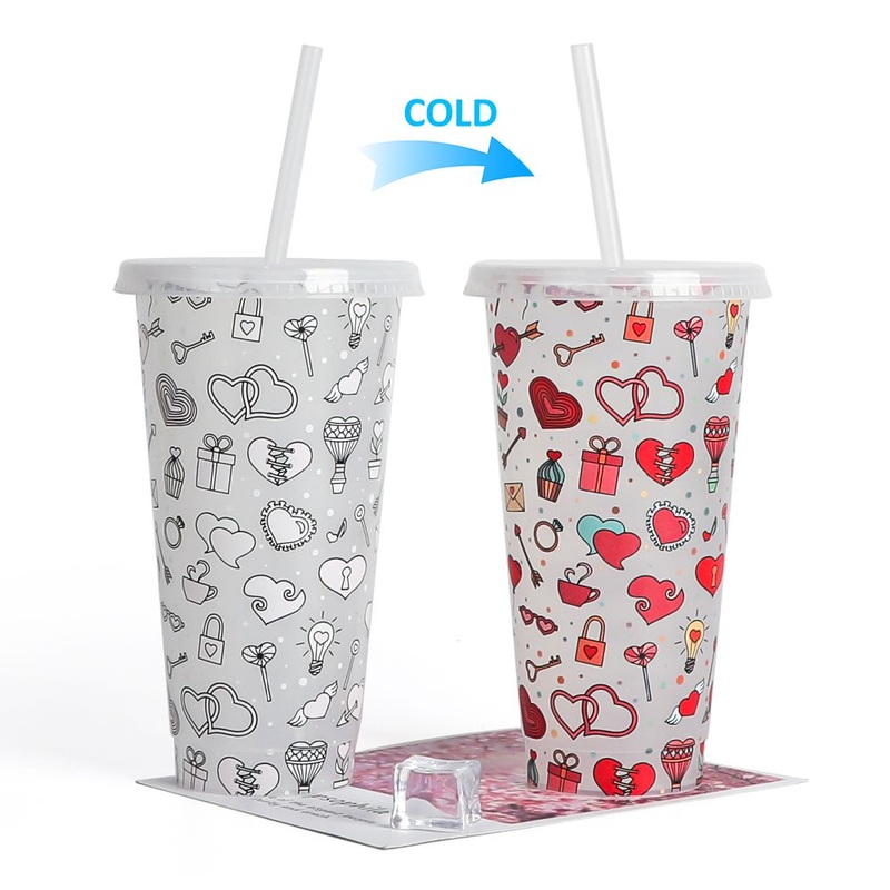 Sublimation Coffee Plastic Shaped Tea Color Changing Heart Cup with Straw – Plastic Cup and Plastic Mug price