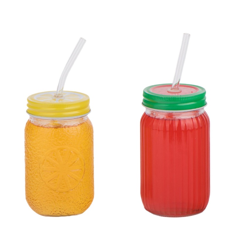 420ml 470ml Colored Drinking Glass Bottle Glass Cup with Straw Plastic Lid Embossed Pattern – Glass Cup and Glass Cup with Straw price