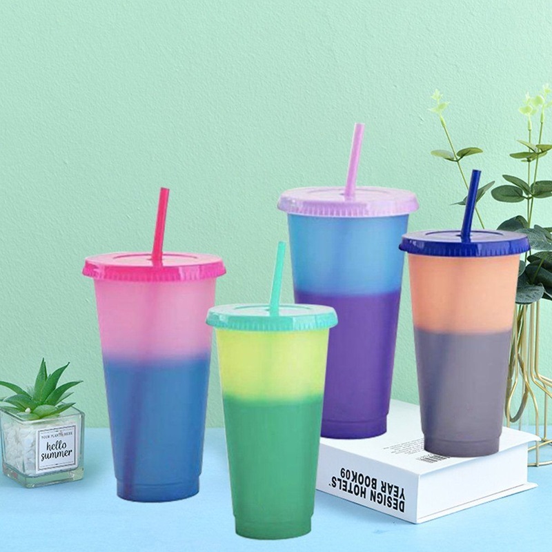 Custom Plastic Cup Reusable 24 Oz Temperature Color Changing Cups Bubble Tea Cup with Straws – Mug and Ceramic Mugs price