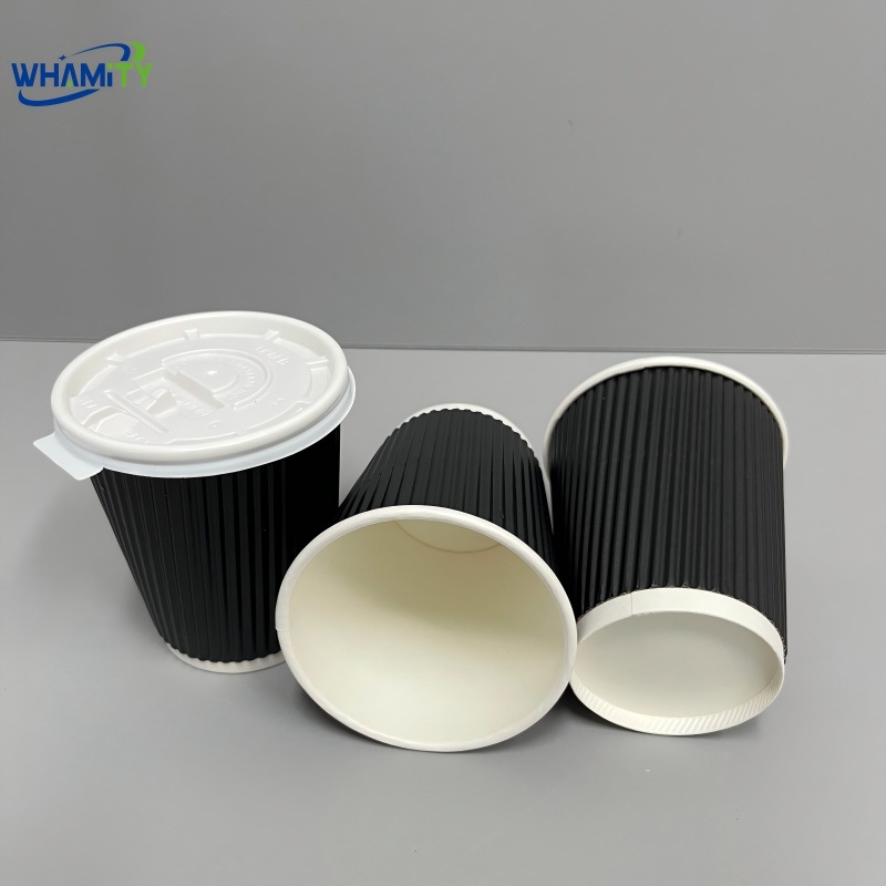 Custom Printed Logo 4oz 6oz 8oz 10oz 12oz 16oz Double Ripple Wall Hot Stamping with Lid Coffee Paper Cups – Coffee Paper Cups with Lids and Ripple Wall Paper Cup price
