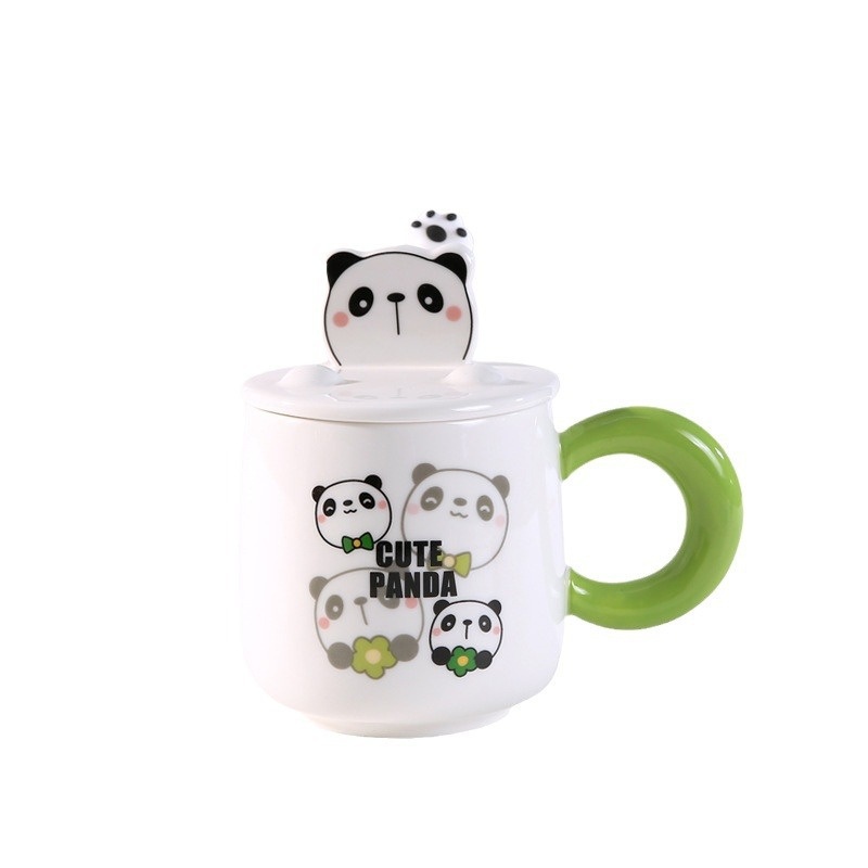 High Quality Creative Cartoon Cute Panda Ceramic Mug with Lid and Spoon for Home and Office – Ceramic Mug and Mugs Ceramic price