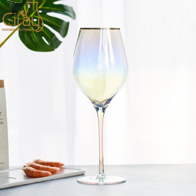 Rainbow Color Wine Glass Goblet Glass Cup with Gold Rim – Glass Cup and Glass Mug price