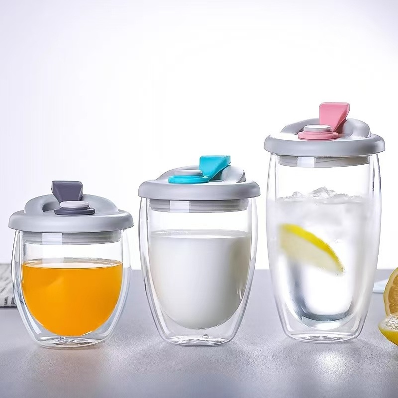 250/350/450ml Blown Handless Double Wall Glass Coffee Mugs with Bamboo Lid Cup – High Borosilicate Double Glass Cup and Coffee Glass Cup price