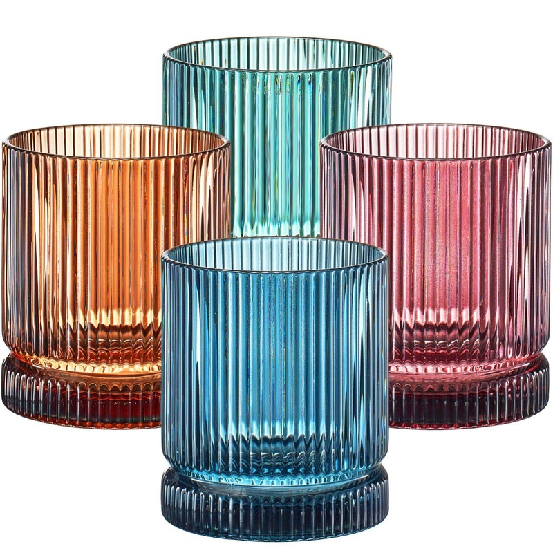 Art Deco Glassware Muted Vintage Glasses Color Whiskey Dof Glass Cups for Wine Champagne Cocktail Margarita – Glass Cups and Water Glassware price