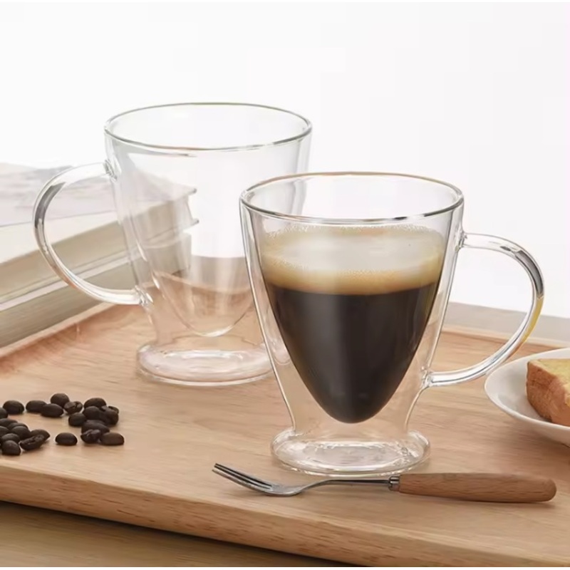 Clear Double Wall Borosilicate Glass Coffee Milk Juice Cup with Handle – Glass Cup and Drinking Glass Cup price