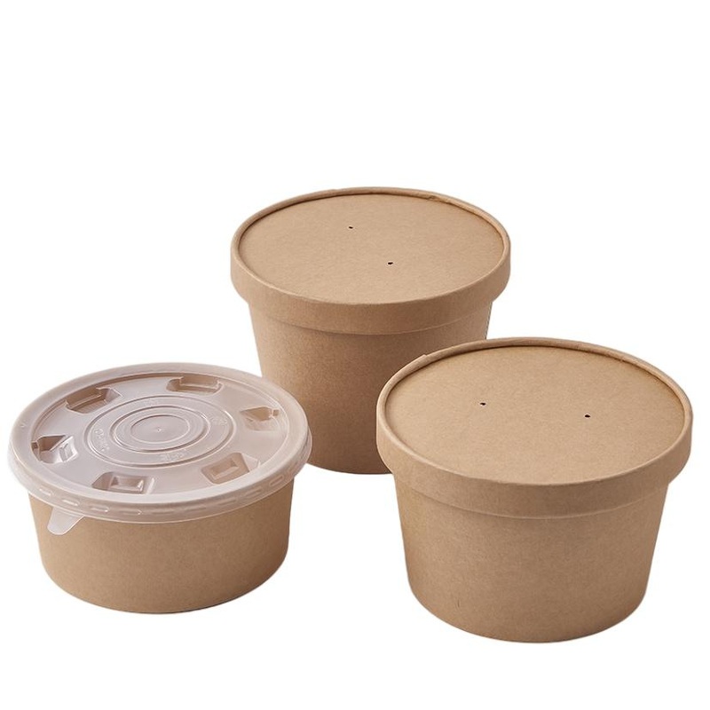 Eco Friendly Disposable Takeaway Food Container Kraft Paper Noodle Bowls Hot Soup Cup with Paper Flat Lid – Paper Cup and Disposable Paper Cup price