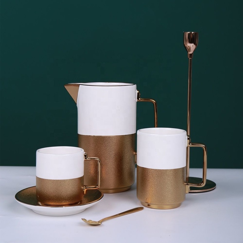 Gold Plating Cup Set Luxury Drinkware Ceramic Coffee Tea Set – Coffee Tea Set and Ceramic Coffee Tea Set price