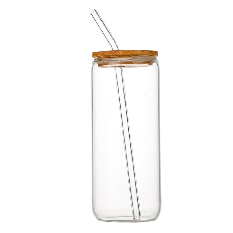 New Design 16oz Water Bottle Clear Glass Can Cup Coffee Mug with Bamboo Lid and Straw – Mug and Perfume Bottle price