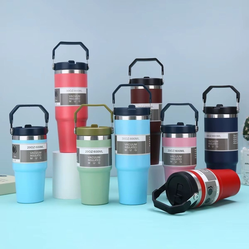 Wholesale 30 Oz Travel Insulated Hot and Cold Drinks 20 Oz Powder Coated Double Wall Coffee Tumbler Mugs with Straw Handle – Water Bottle and Coffee Cup price