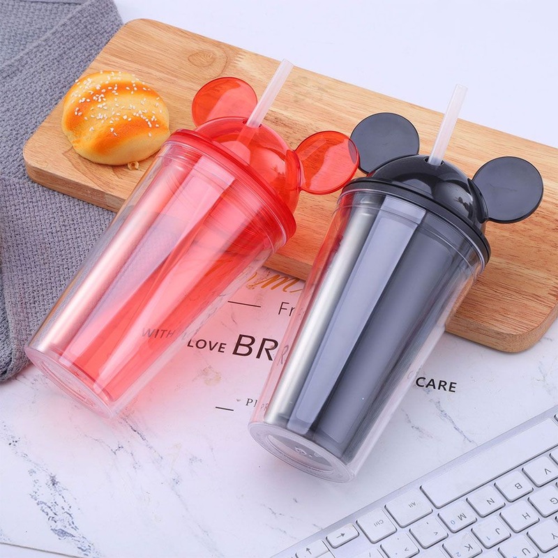 Wholesale Acrylic Mickey Minnie Mouse Cup Portable Double Walled Transparent Cute Mickey Mouse Clear Kid Tumbler – Plastic Cup and Reusable Travel Cup price