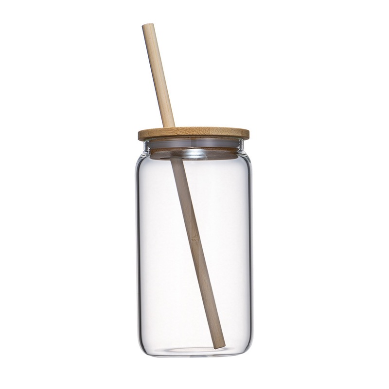 Wholesale Clear Glass Beer Cans Iced Coffee Cup Glass Tumbler Cups with Bamboo Lids and Straws – Bamboo Lid Glass Tumbler and Clear Glass Juice Cup price