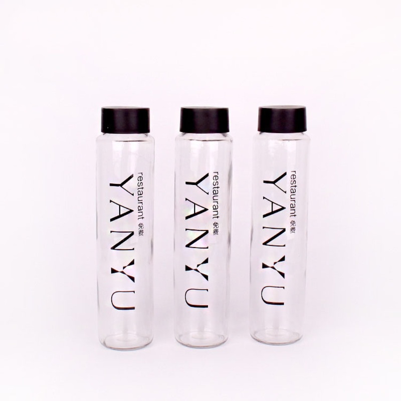 Wholesale Custom Logo Empty 800ml Round Shaped Sports Glass Water Bottle with Black Screw Cap – Water Bottle and Glass Bottle price