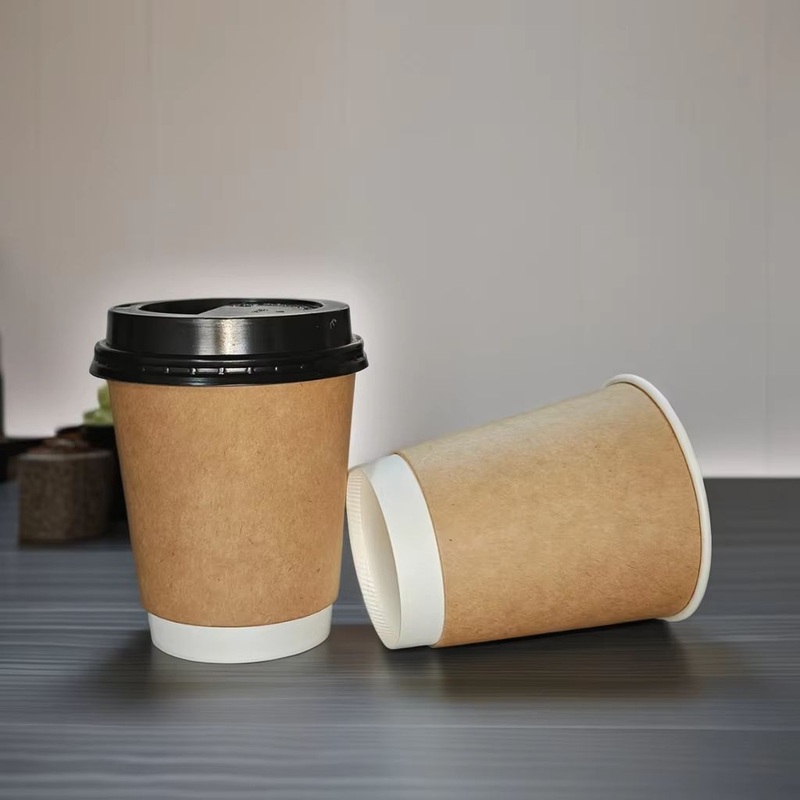 12oz Disposable Coffee Mug Biodegradable Double Wall Kraft Paper Cup with Lid – Coffee Mug and Disposable Cup price