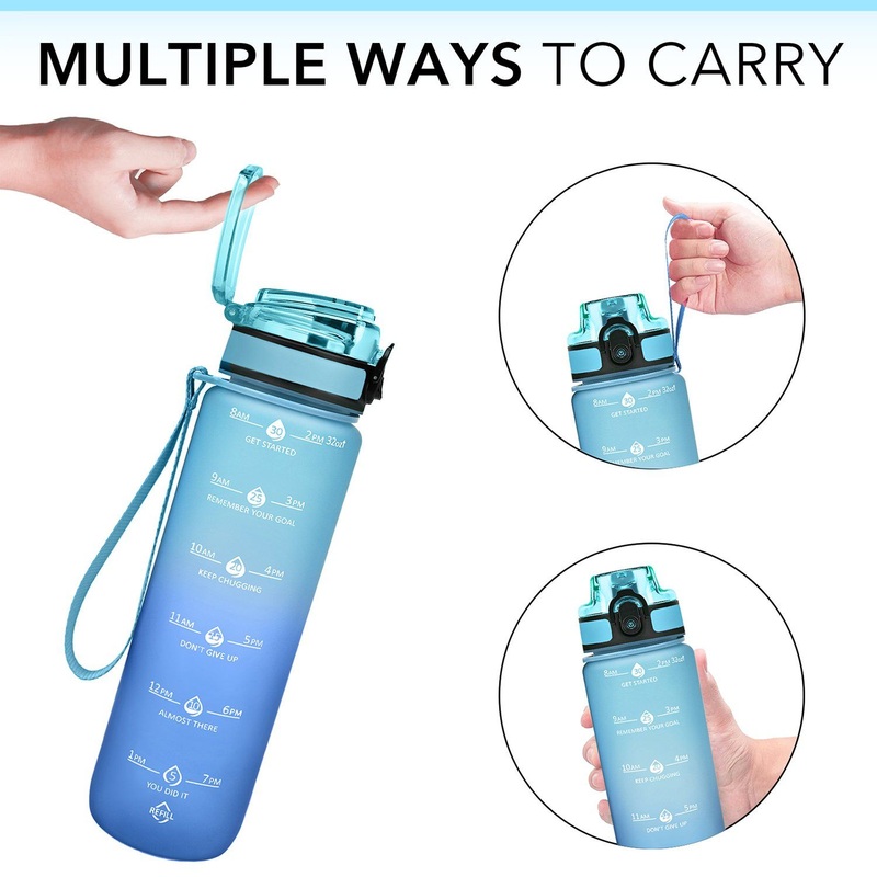 32oz 1L BPA Free Plastic Fitness Gym Sports Motivational Quotes Water Bottle with Time Tracker – Plastic Sports Container and BPA Free Water Bottle price